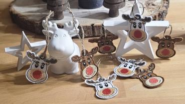 ITH-Stickdatei Schlüsselanhänger Rentierkopf